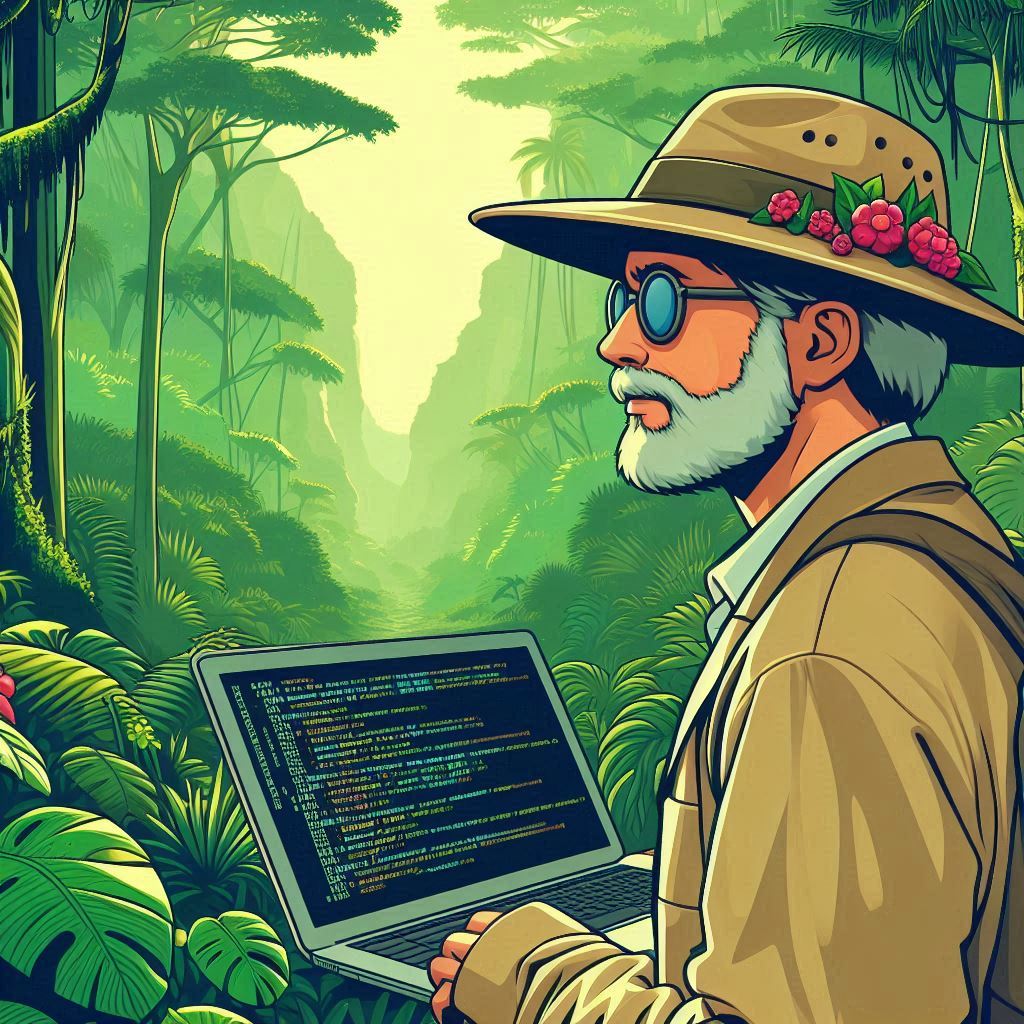 Architect in rainforest